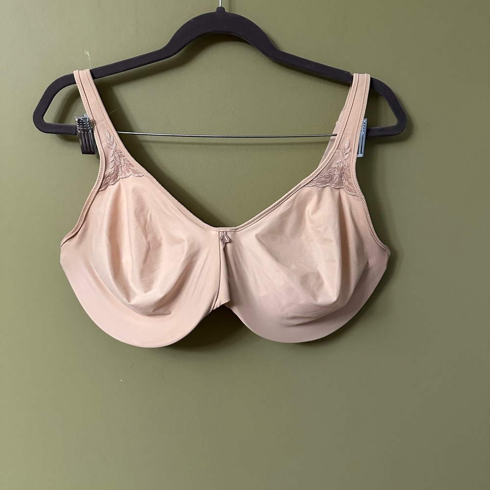 Bali 38G Full Figure Comfort Support 3385‎ Underwire Bra Beige Smooth Lace Trim